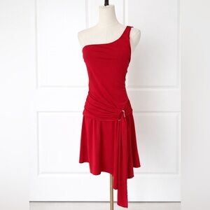 21 Saints Red One-Shoulder Asymmetrical Dress | Size L (Fits S/M)